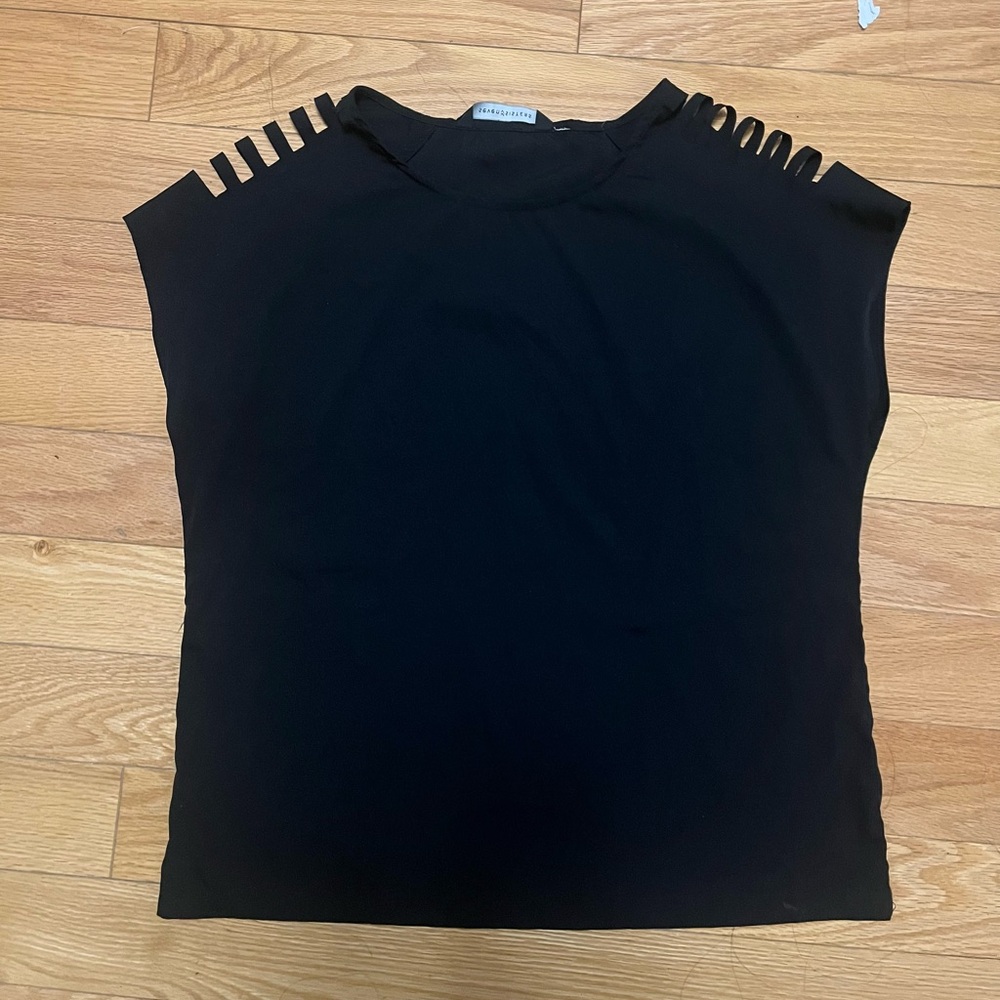 M Boutique Black top with Shoulder Cutouts